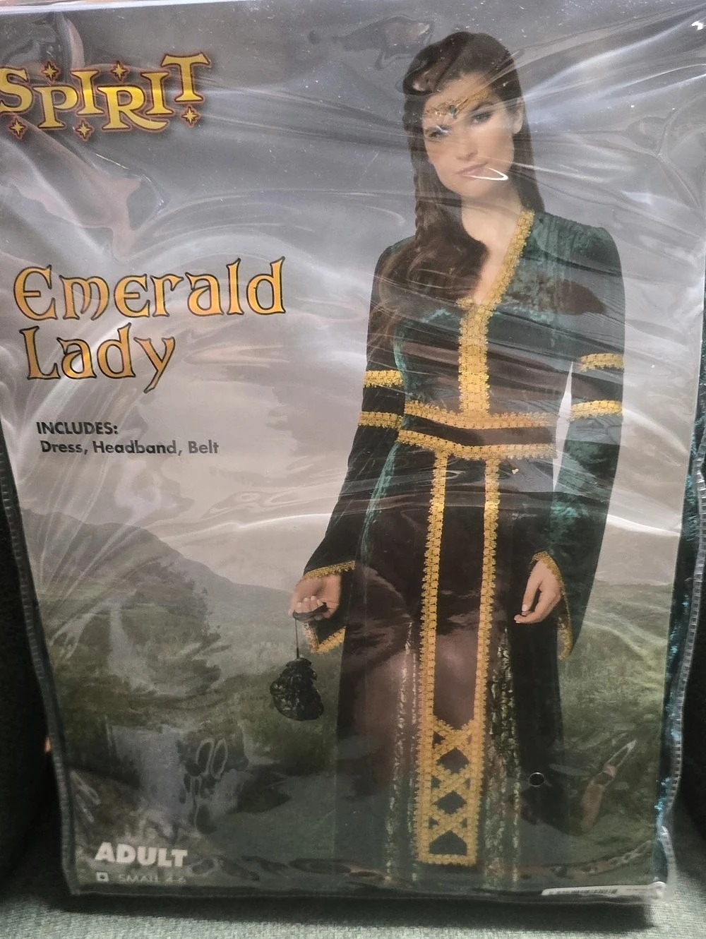 Spirit Halloween Emerald Lady Costume Green & Gold Medium